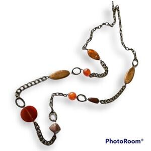 Brass- and earth-tone chunky statement necklace